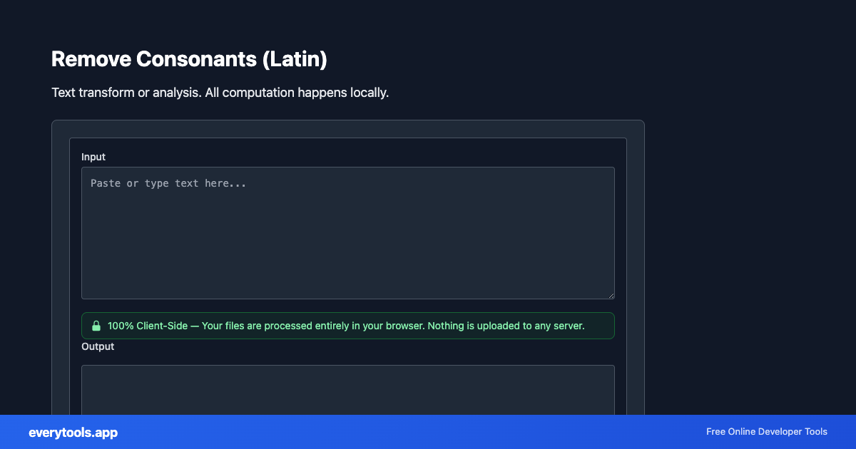 Remove Consonants (Latin) – Free Online Tool Screenshot