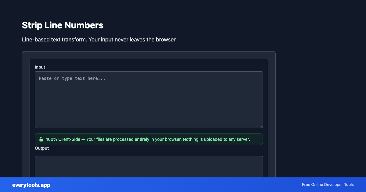Strip Line Numbers – Free Online Tool Screenshot