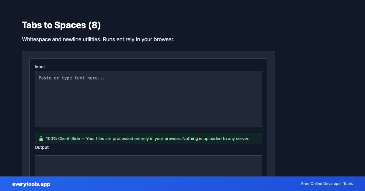 Tabs to Spaces (8) – Free Online Tool Screenshot