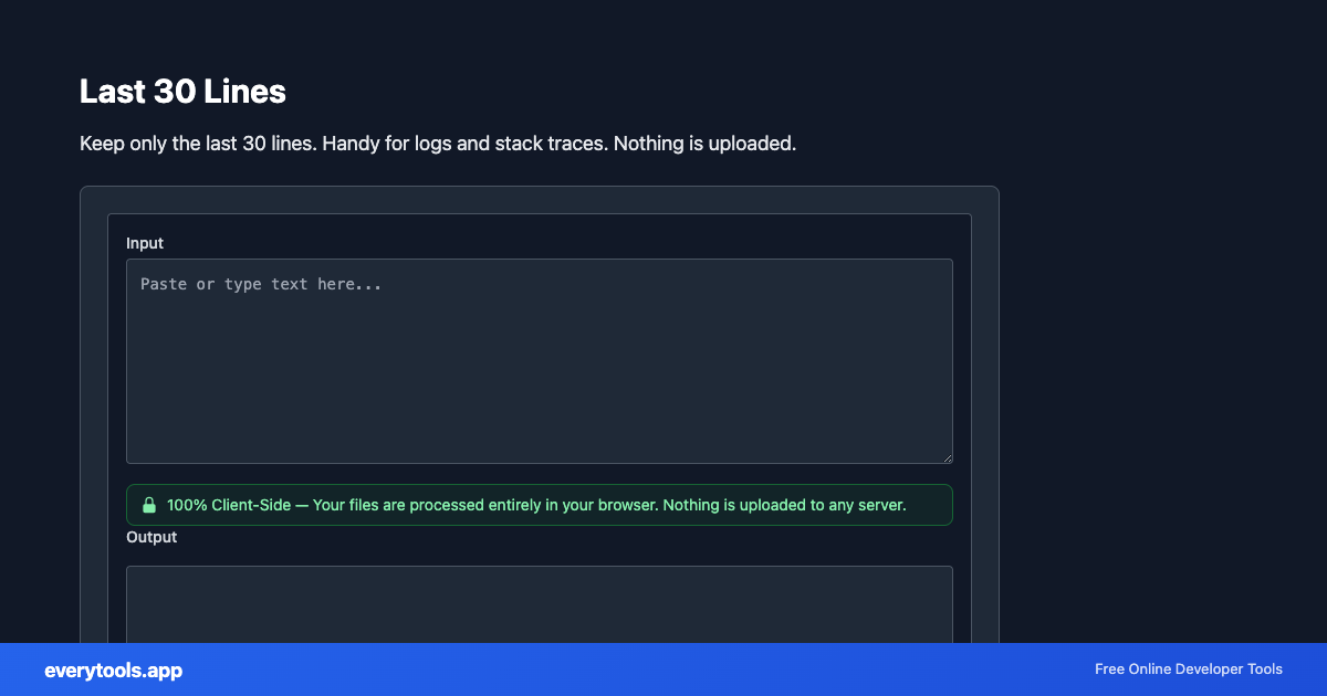 Last 30 Lines – Free Online Tool Screenshot