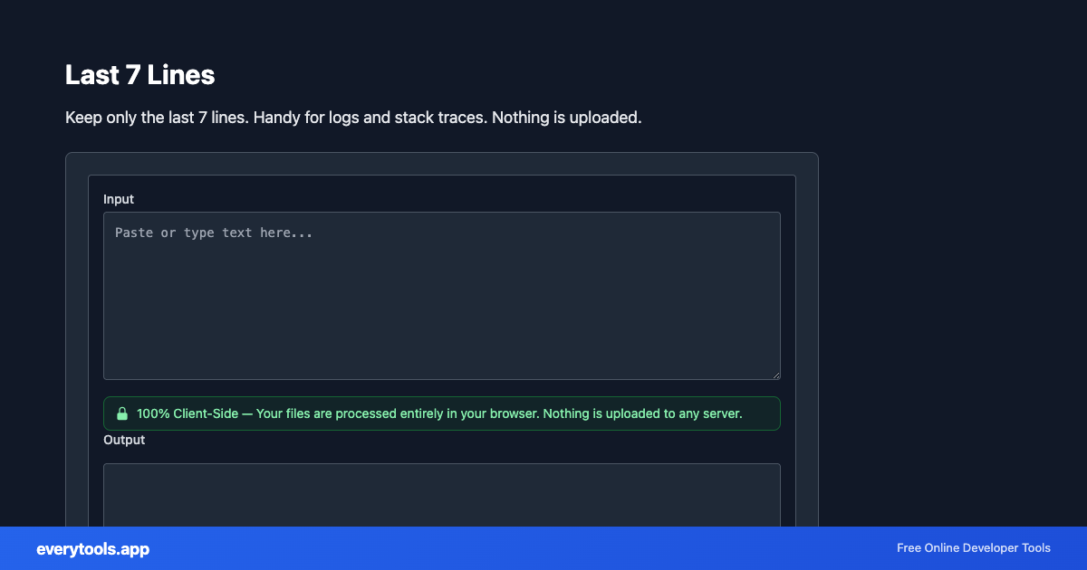 Last 7 Lines – Free Online Tool Screenshot