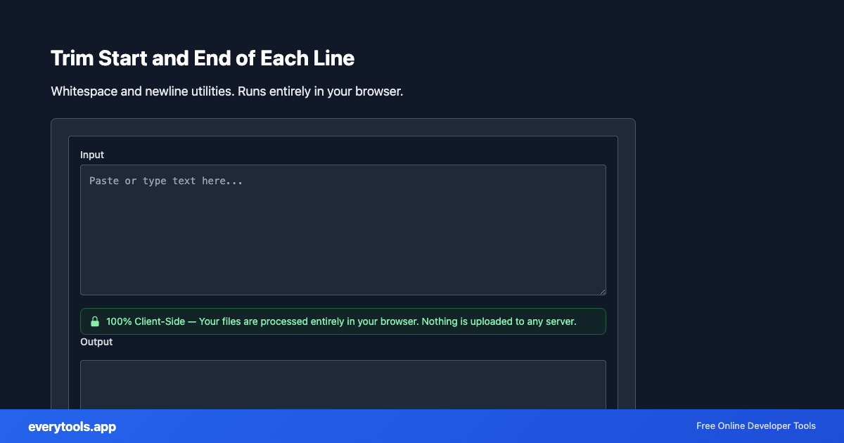 Trim Start and End of Each Line – Free Online Tool Screenshot