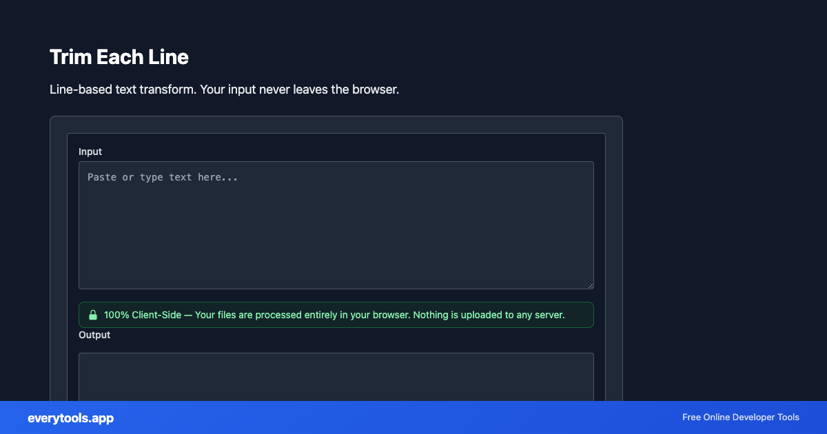 Trim Each Line – Free Online Tool Screenshot