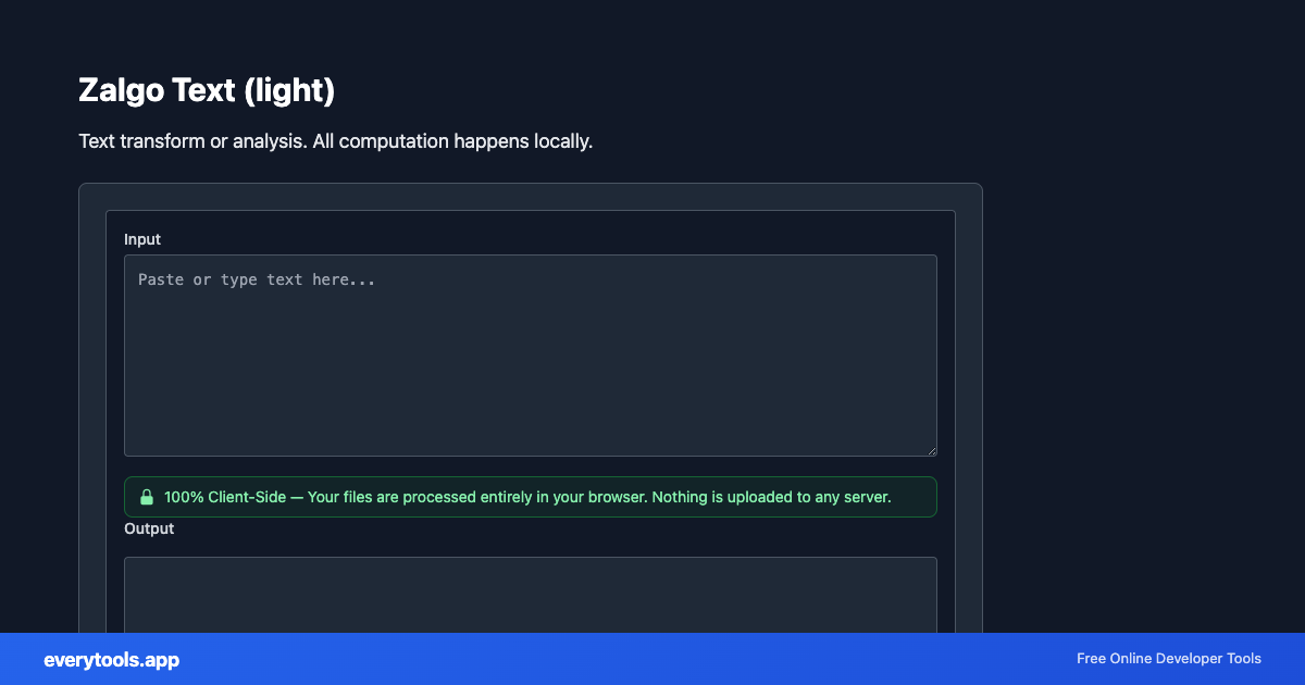 Zalgo Text (light) – Free Online Tool Screenshot