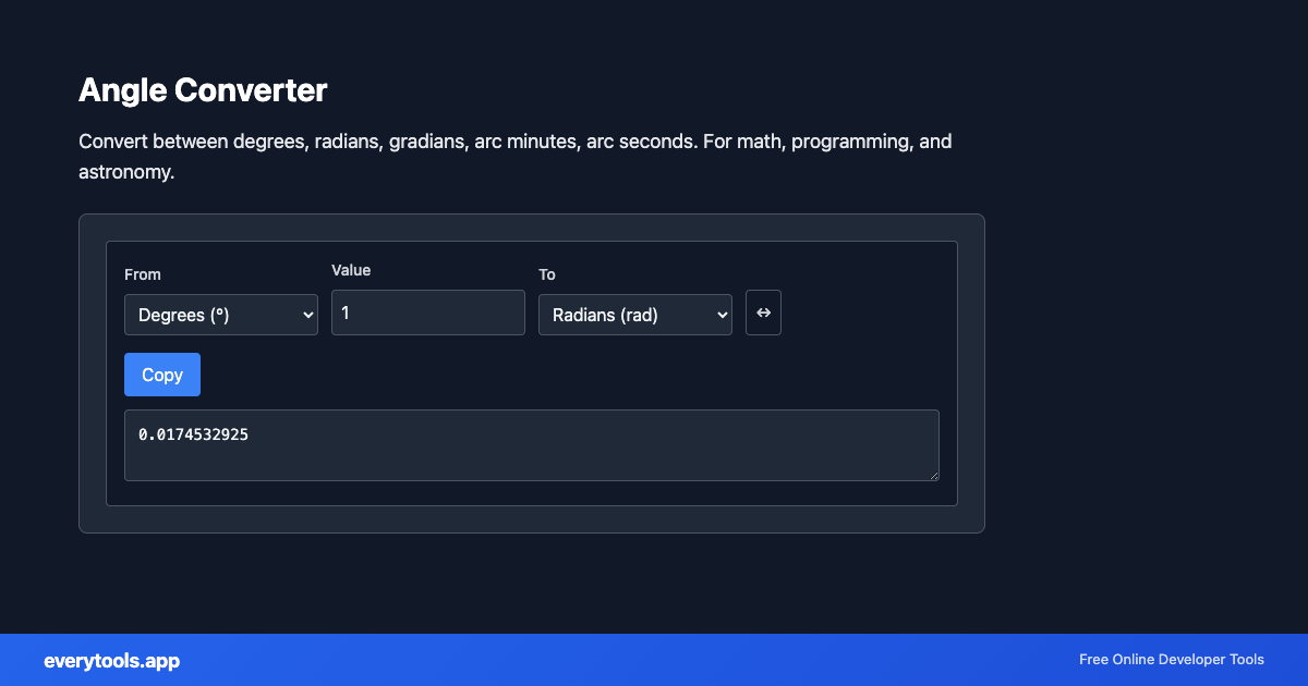 Angle Converter – Free Online Tool Screenshot