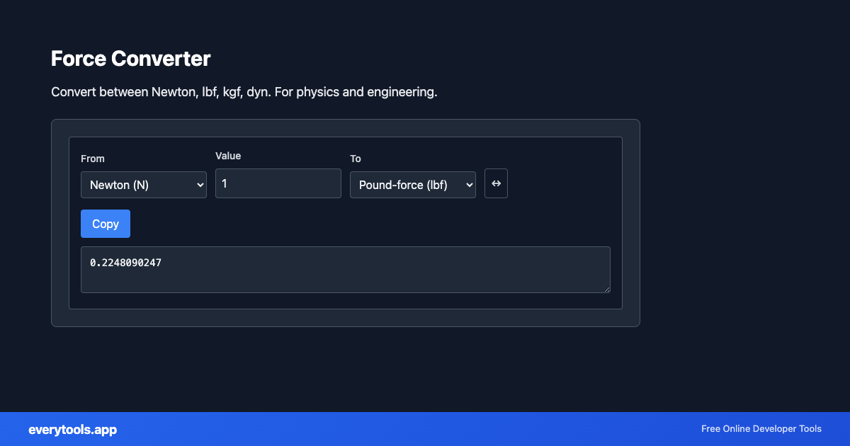Force Converter – Free Online Tool Screenshot