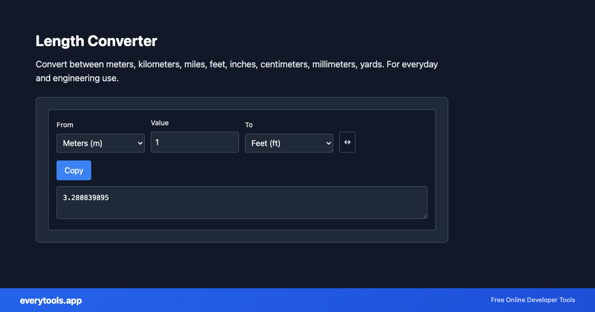 Length Converter – Free Online Tool Screenshot
