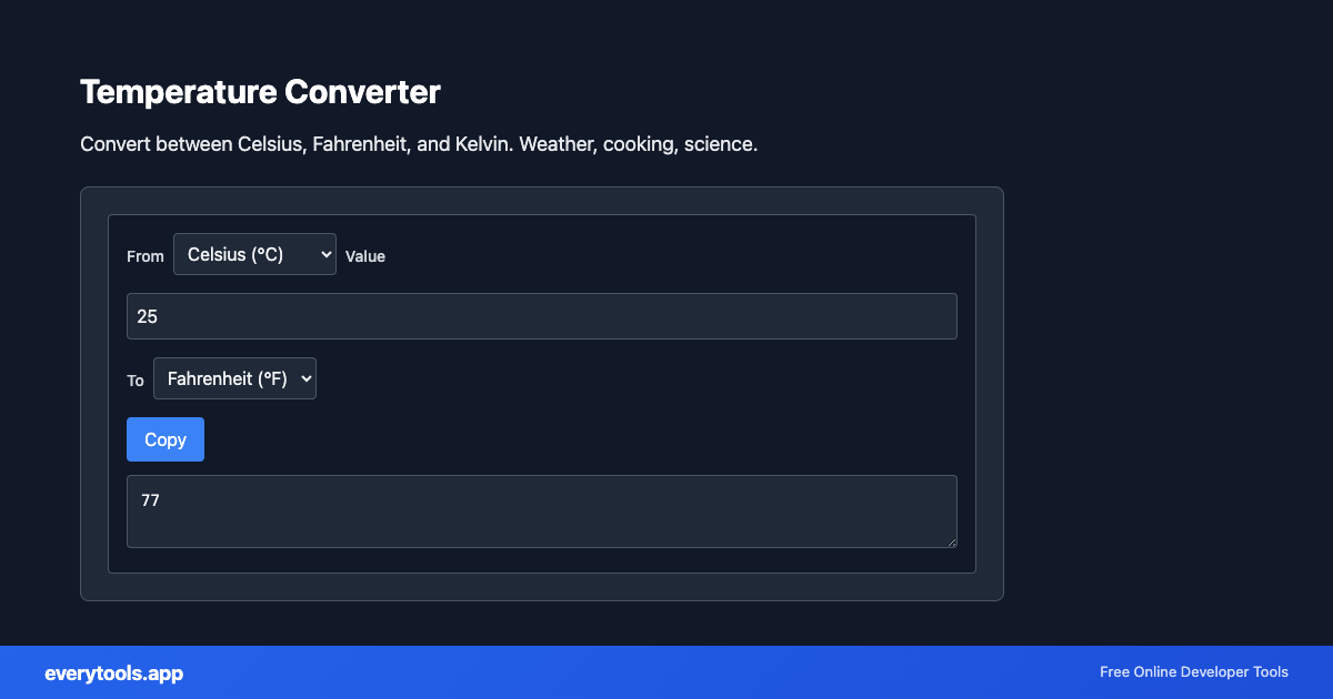Temperature Converter – Free Online Tool Screenshot