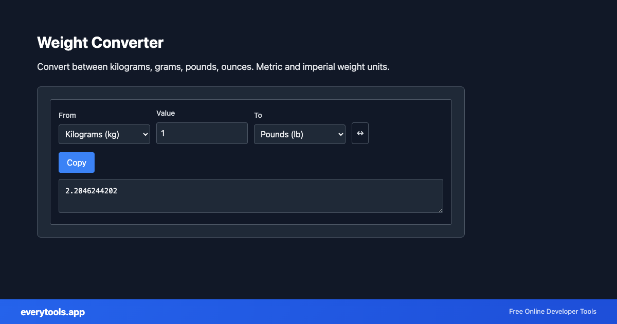 Weight Converter – Free Online Tool Screenshot