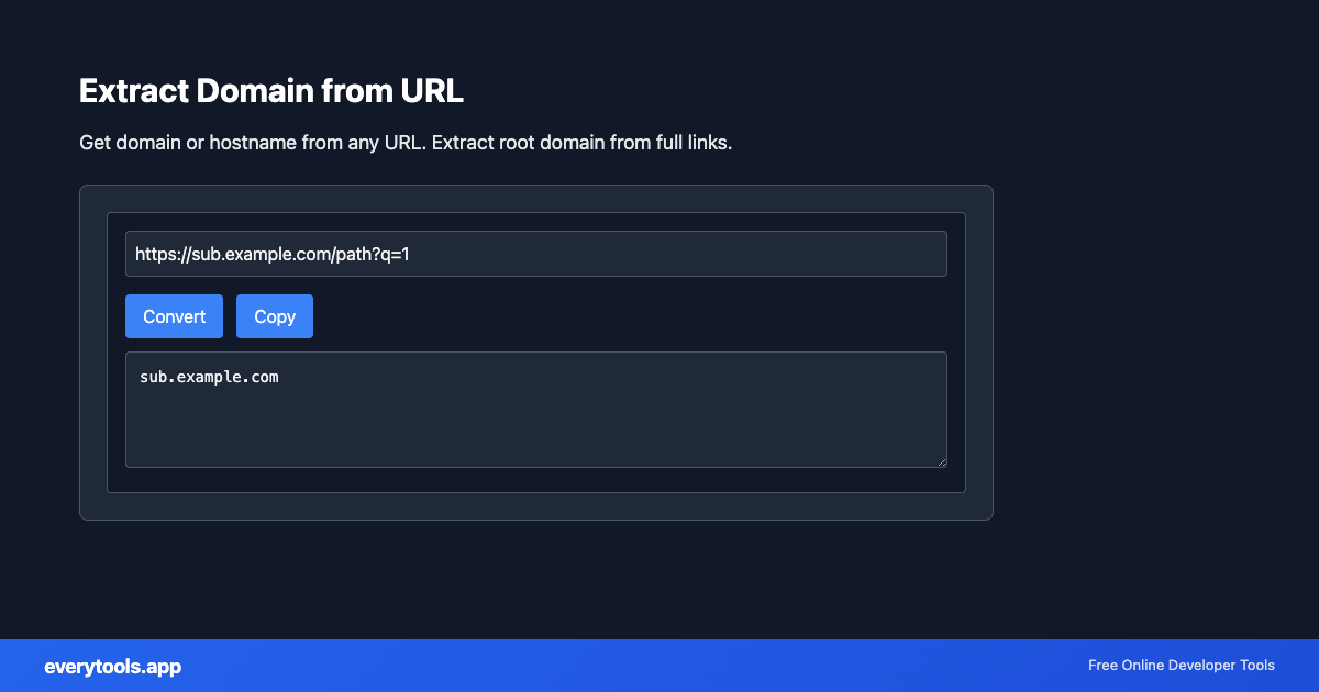 Extract Domain from URL – Free Online Tool Screenshot