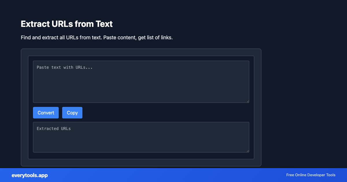 Extract URLs from Text – Free Online Tool Screenshot