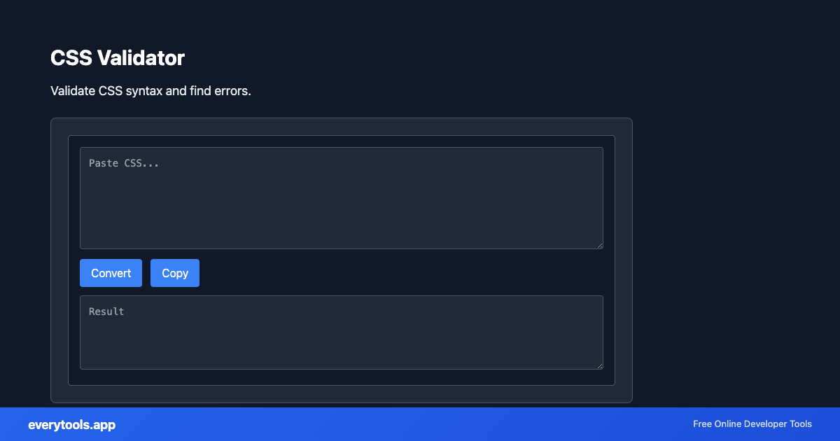 CSS Validator – Free Online Tool Screenshot