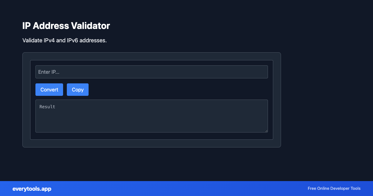 IP Address Validator – Free Online Tool Screenshot