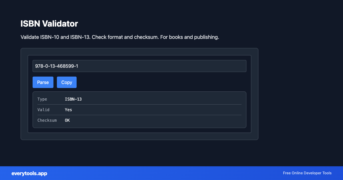 ISBN Validator – Free Online Tool Screenshot