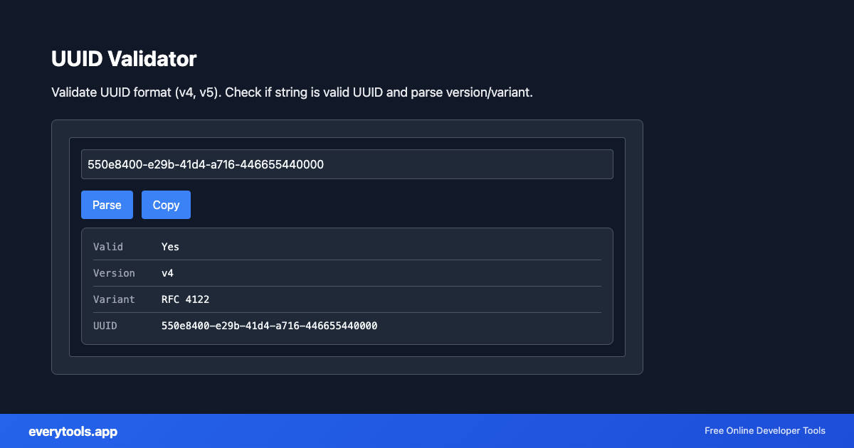 UUID Validator – Free Online Tool Screenshot