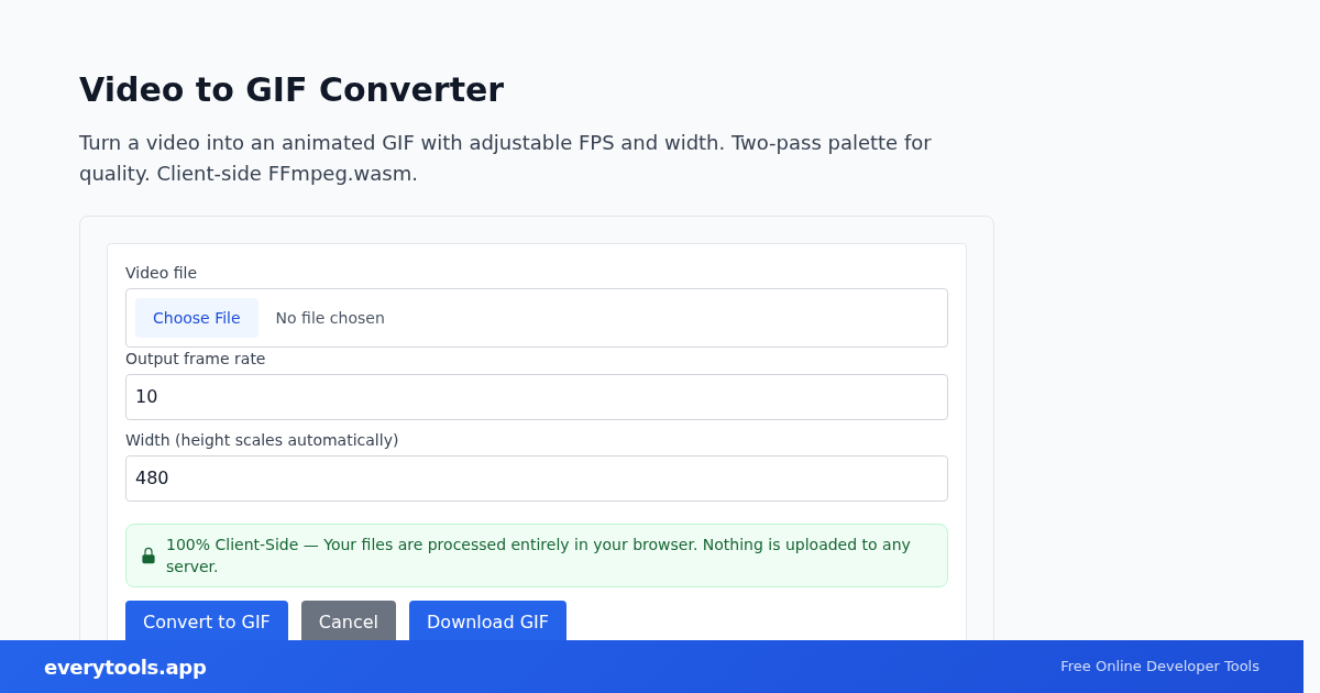 Video to GIF Converter – Free Online Tool Screenshot