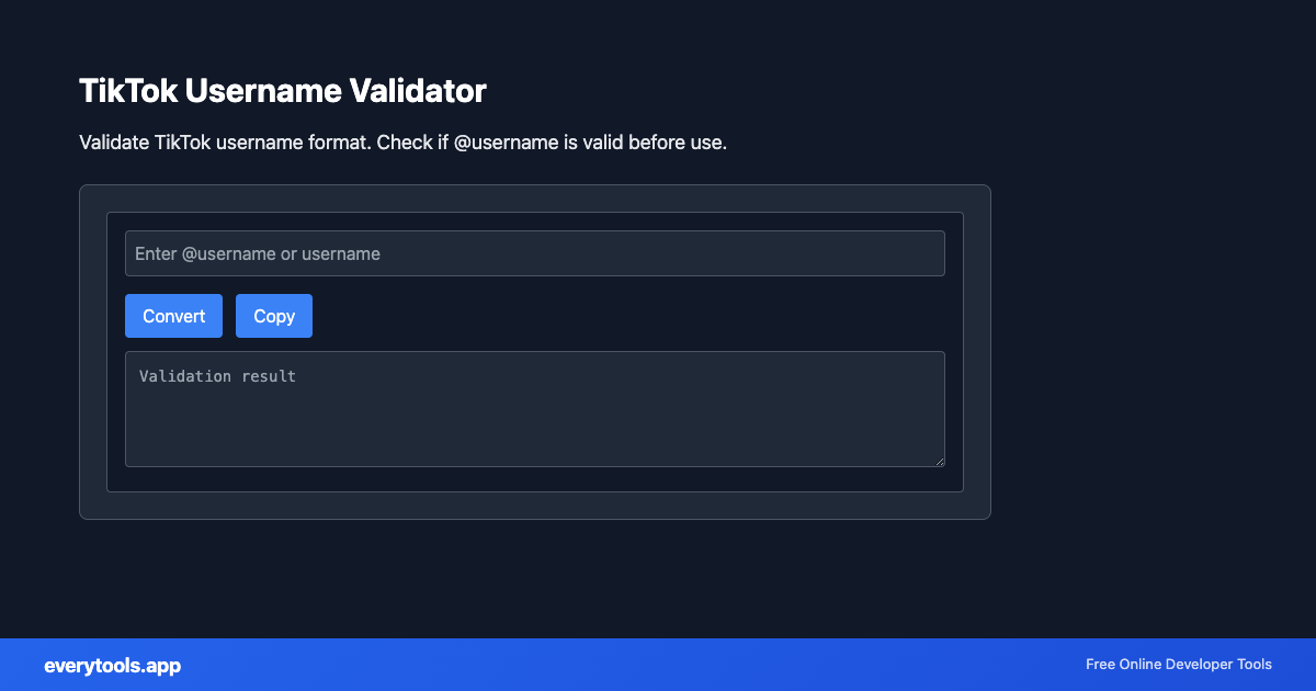 TikTok Username Validator – Free Online Tool Screenshot