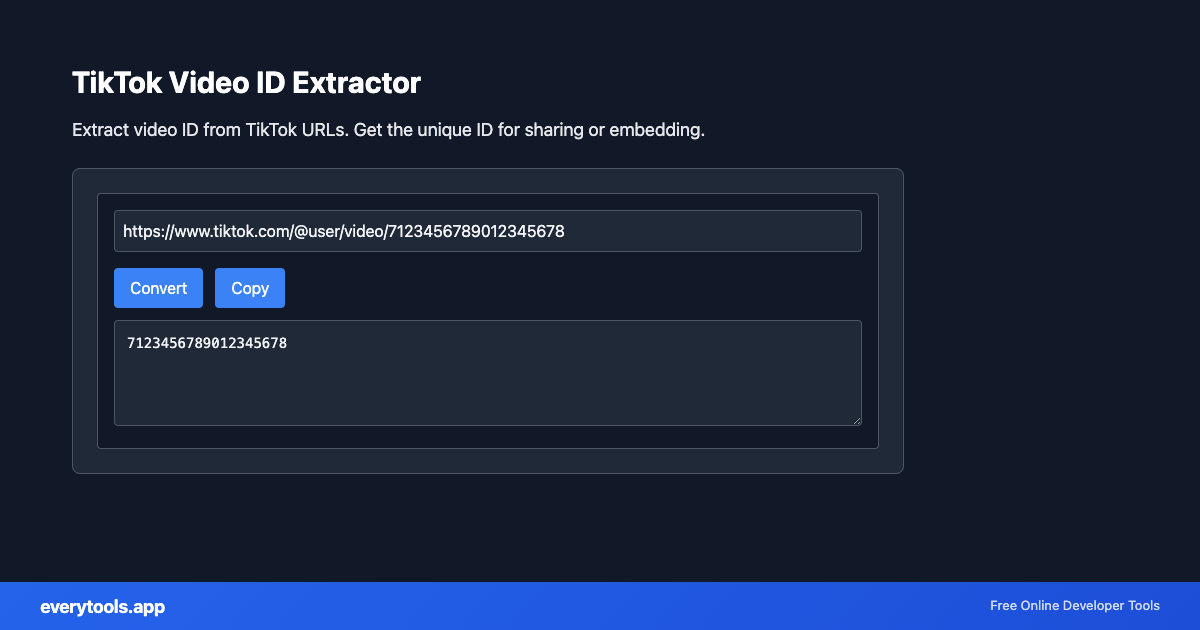 TikTok Video ID Extractor – Free Online Tool Screenshot