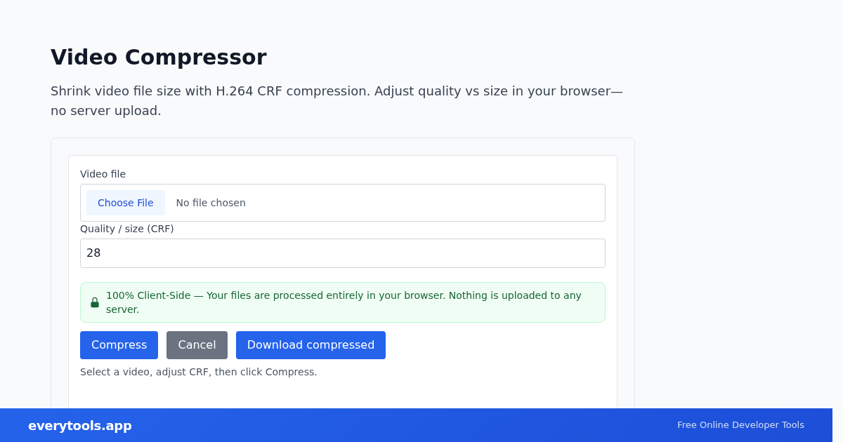 Video Compressor – Free Online Tool Screenshot