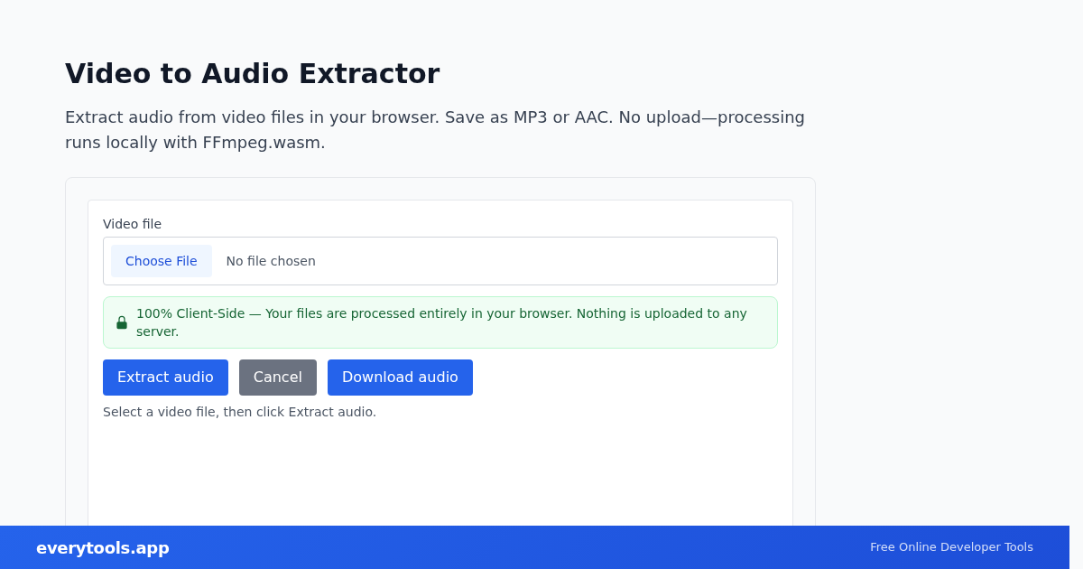 Video to Audio Extractor – Free Online Tool Screenshot