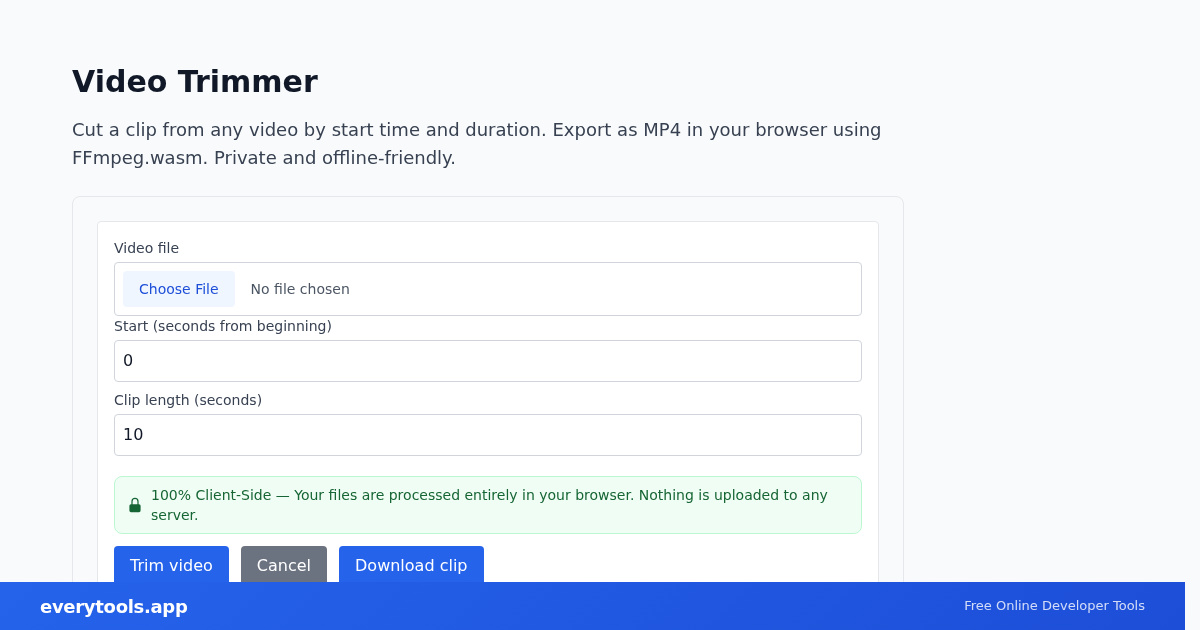 Video Trimmer – Free Online Tool Screenshot