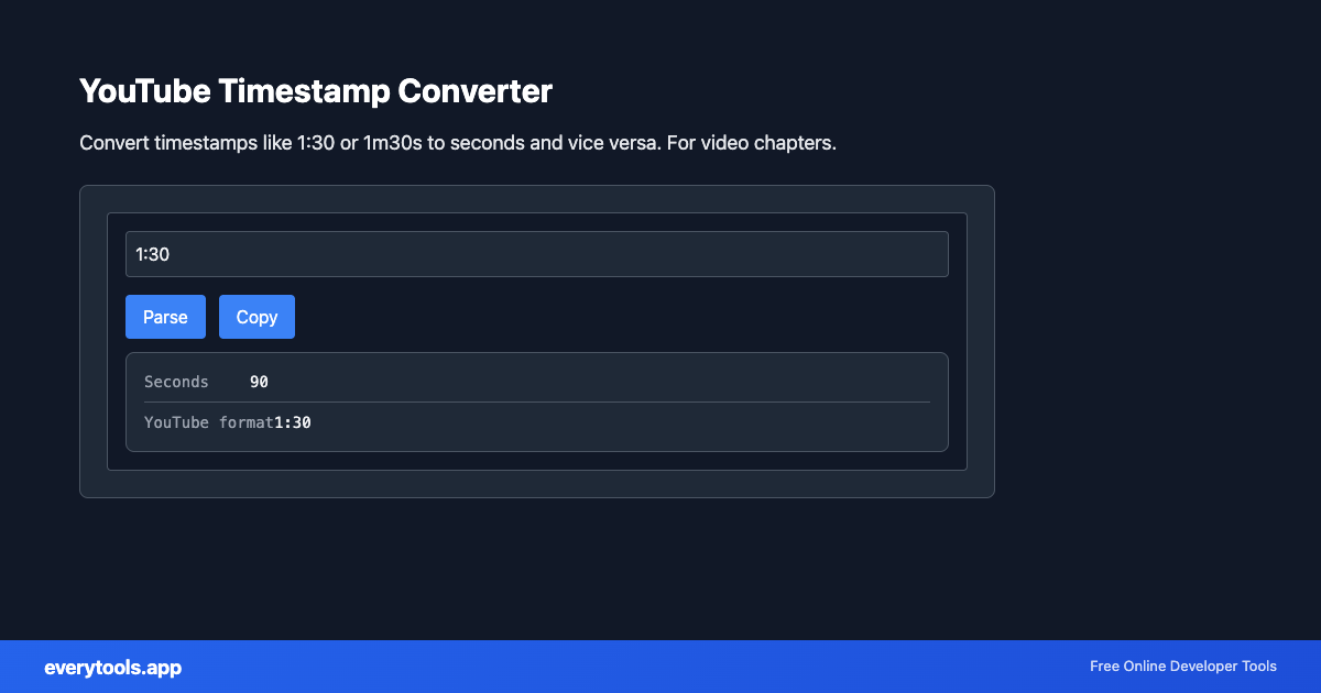 YouTube Timestamp Converter – Free Online Tool Screenshot