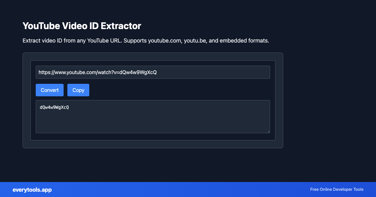 YouTube Video ID Extractor – Free Online Tool Screenshot