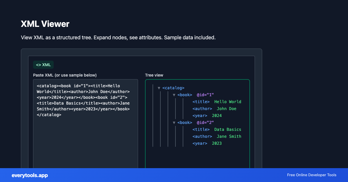XML Viewer – Free Online Tool Screenshot
