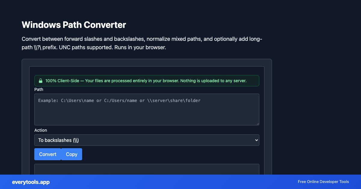 Windows Path Converter – Free Online Tool Screenshot