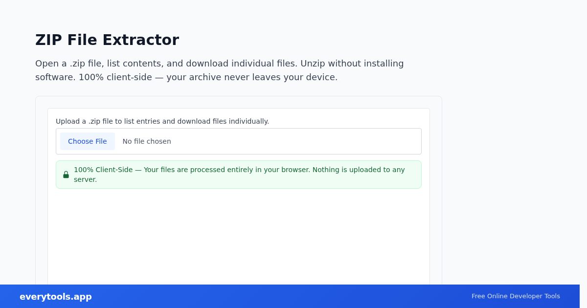 ZIP File Extractor – Free Online Tool Screenshot